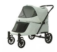 Fzaqwen Outdoor Transport Cart Folding Pet Carrier Soft-Sided Cabin Steel Frame Mesh Easy Access Ramp Suitable for Dog Walks Pet Outings Daily Errands, Green, Light Green