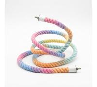 Fzaqwen Parrot Climbing Perch Cotton Rope Climbing Toy And Swing Perch With Rotating Action Non Build And Simple Hook Install, Macaron color, Extra Large (total length 80cm)