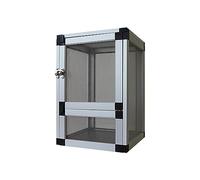 Fzaqwen Reptile Breeding Case Portable Aluminum Alloy Cage Feeding Box Mesh Ventilation Container Suitable for Geckos Snakes Hamsters Travel Home Use, Silver