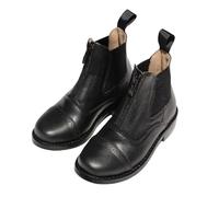Fzaqwen Riding Boots Teens Equestrian Short Paddock Boots PU Leather Rubber Sole Zipper Closure Breathable Footbed Design Suitable for Sports Training Chores, Black, 28
