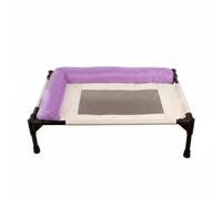 Fzaqwen Sleeping Mat Elevated Pet Bed Cot Dog Lounger Raised Mesh Oxford Breathable Washable Removable Cover Iron Frame suitable for clean homes low easy housekeeping, Purple, L