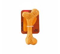 Fzaqwen Train Bone Dog Toy Gnaw Bone Toy Interactive Rubber Core Engag Bone Shape For Focus Suitable for home play, Yellow, Small