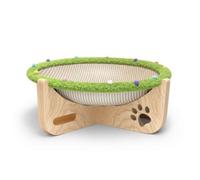 Fzaqwen Trampoline Hammock Bed Scratcher Lounger Base With Sisal Scratch Zone And Wood Frame Raised Comfortable Deck With Hand Grips suitable for indoor cats sunrooms rentals, Large