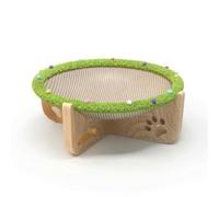 Fzaqwen Trampoline Hammock Bed Scratcher Lounger Base With Sisal Scratch Zone And Wood Frame Raised Comfortable Deck With Hand Grips suitable for indoor cats sunrooms rentals, Small