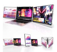 Fzaqwen Triple Screen Laptop Monitor Extender - 2.5K QHD IPS Triple Portable Monitor for Laptop 13-17 Inch, Plug Play and Compatible with MacOS/Wins/Chrome/Dex (Silver)