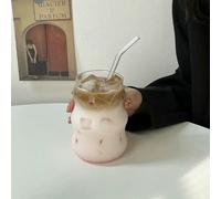 FZBANG 550ml Transparent Bubble Tea Glass Cups with Straws Beer Mugs Strawberry Milk Juice Pitcher Coffee Mug Drinkware Cup for Party