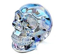 FZBHRO Crystal Skull Head Statue - Clear Skull Figurine, Glass, Gemstone, Light Blue, 2.8" - Halloween Decor, Gifts for Women