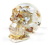 FZBHRO Crystal Skull Head Statue - K9 Glass Halloween Decor - Plating Champagne 2.8" Figurine Gift for Women