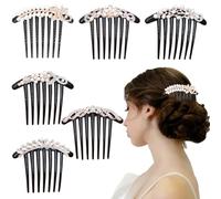 FZBNSRKO 5 Pcs Pearls Hair Side Comb,Rhinestones Floral Hair Combs,Jeweled Gems wedding hair combs,Bridal Hair Comb with Black Teeth for Women/Girls Hair Accessory Wedding Daily Gift(Random Style)