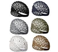FZBNSRKO 6 Pcs Lace Elastic Headbands Wide Head Wrap Turban Headbands Elastic Headwrap Hair Accessories for Women/Girls(mixed color)