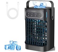 FZBPI - Portable Air Conditioner Fan, Mini Evaporative Air Conditioner, Portable AC Unit with 3 Cool Mist and Speeds, 7 Night Light and 2-8 Hours Timer