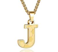 FZBYQWD Soccer Pattern Initial Pendant Necklace for Men - A-Z Letter Charm with Stainless Steel Cuban Chain 22+2inch - Football Surface Design Men's Jewelry Gift, Average, Metal, No Gemstone
