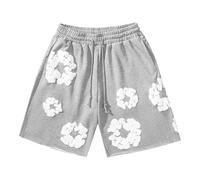 FZCXHONJ Shorts New Summer Beach Pants Casual American Kapok Printed Flower Vacation Outdoors Men Male Shorts-d12131-s