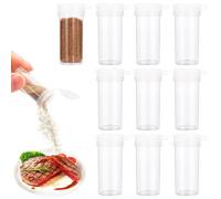 Fzcyuoo 10 Pcs Travel Mini Salt Shaker, Clear Plastic Kitchen Seasoning Spice Jars Salt Pot with Lid for Home, Camping, Picnics, Lunch Boxes
