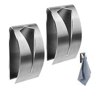Fzcyuoo 2 Pcs Stainless Steel Hand Towel Hooks - Self Adhesive Wall Mount Hooks, Strong Adhesive, No Drill Required