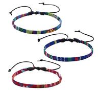 Fzcyuoo 3 Pcs Bohemian Woven Beads Bracelet, Surfer Beach Bracelet Men & Women Friendship Bracelet Set, Handmade Friendship Braided Ethnic Adjustable Bracelets
