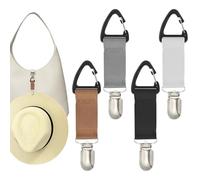 Fzcyuoo 4Pcs Hat Clips for Travel on Bag, Lightweight Hat Clip Travel Accessories Hands-Free Quick Access & Removal, Elastic Glove Clips for Traveling Bags Backpacks Purses Luggage Outdoor Travel