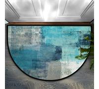 FZDXZJJ Modern Teal Turquoise Half Round Door Mat,Art Painting Welcome Mat for Front Door Non-Slip Entryway Rug Floor Doormat for Inside Outside Entry Bedroom Bathroom Kitchen Garage Patio,24"x 36"