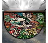 FZDXZJJ Suger Skull Half Round Door Mat,Rainbow Mushroom Welcome Mat for Front Door Non-Slip Entryway Rug Floor Doormat for Inside Outside Entry Bedroom Bathroom Kitchen Garage Patio,24"x 36"