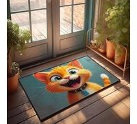 FZFN A Cheerful Orange Cat With Big Blue Eyes. The Room Decorations Motorcycle Non Skid | Cool For Bedroom Kitchen Mats Non Slip Bath Stain Resistant Water Proof(40X60CM)