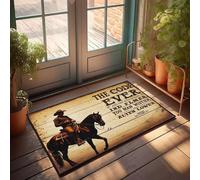 FZFN A Cowboy Rides His Horse Under A Sign Reading the Code Ever. Outdoor Entrance Funny Kitchen Mats | Spring Porch Decor Durable Washable Water Resistant Girl Non Slip(50X80CM)