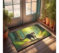 FZFN A Striped Cat Walks Along A Forest Path. Man Cave Accessories Door Funny - Mat Machine Washable For Home(40X60CM)