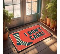 FZFN A Striped Sock With The Words i Don't Care! On It. Bath Mat Home Necessities Stain Resistant | Plain Outdoor Anti Fatigue Easy Clean For Football High Traffic(40X60CM)
