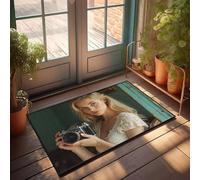 FZFN A Woman Holding An Old Camera. Scatter Bathroom Mats | Decorations For The Kitchen Durable Washable Non Slip Bathroom Billiard Non Slip(40X60CM)