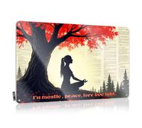 FZFN A Woman Meditates Under A Tree With Red Leaves Preppy Poster | Boys Room Decor Vintage Style Custom Classroom Decoration Easy Hang(30X40CM)