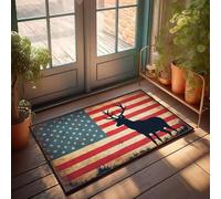 FZFN American Flag With Deer Silhouette. Bath Mat Backyard Decor Stain Resistant | Small Entry Waterproof Outdoor Easy Clean For Essentials High Traffic(65X90CM)