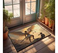 FZFN Angel With Scales And Sword Stands Over Fallen Man Plush Bath Bath Mat | Outside Decor For Porch Durable Washable Bathroom Memory Foam Hunting Non Slip(40X60CM)