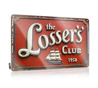 FZFN Backyard Bar Decor Vintage 'The Losser'S Club' Sign With Sailing Ship Emblem Tin Metal Sign Funny Bar Metal Tin Sign(30X40CM)