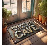 FZFN Bar Decor For Home What Happens In The Cave Remains There Doormat Outside Decor Large Welcome Mats Outdoor(40X60CM)