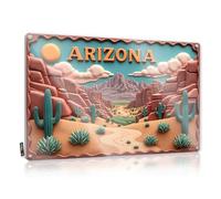 FZFN Bar Sign For Home Decor Arizona Desert Landscape With Cacti And Mountains Tin Sign Vintage Tin Signs Funny Men Cave Decor(20X30CM)