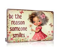 FZFN Bar Sign For Home Decor Be The Reason Someone Smiles: A Joyful Journey With Flowers Tin Sign Bar Mirrors For Man Cave Gaming Metal Tin Decor(30X40CM)