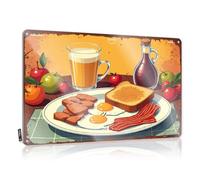 FZFN Bar Sign For Outdoor Bar Classic American Breakfast With Toast, Eggs, Bacon, Apple, Tomato Tin Sign Mancave Signs And Decor Metal Home Bar Signs(30X40CM)