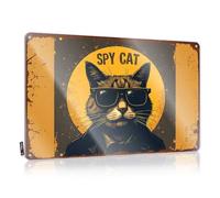 FZFN Bar Sign For Outdoor Bar Spy Cat: The Ultimate Stealthy Feline Agent Tin Sign Mancave Signs And Decor Metal Home Bar Signs(20X30CM)