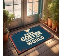 FZFN Bath Mat Bath Quick Dry Drink Coffee Save The World - Large Bath Front Door Funny Absorbent Rug Suitable For Teacher High Traffic Areas(40X60CM)
