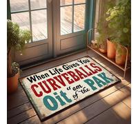 FZFN Bath Mat Kitchen Anti Fatigue When Life Gives You Curveballs, Hit 'em Out Of The Park. - Hand Woven Plush Man Cave Accessories Rug, Suitable For Texas Indoor Home Decor(65X90CM)