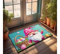 FZFN Bath Mats A Cheerful Gnome With Colorful Easter Eggs, Absorbent Bath Absorbent Bathroom Accessories Decor Floor Mat, Ideal For Texas High Traffic Areas(40X60CM)
