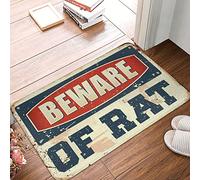 FZFN Bathmat Country Stuff Low Profile - Beware Of Rat Waterproof Bath Shag Easy Clean Durable For Absorbing(65X90CM)