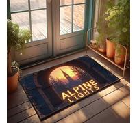 FZFN Bathmat Door Funny Alpine Lights: A Serene Sunset Through Ancient Stone Archway | Door Decor Low Pile Non-slip Carpet Great For Darts Home Office Decor(65X90CM)