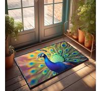 FZFN Bathmat Outside Colorful Peacock Feather Art | Bar Accessories Man Cave Bath Quick Dry Non-slip Carpet Great For Spring Home Office Decor(50X80CM)