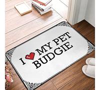 FZFN Bathmat Waterproof Kitchen I Love My Pet Budgie - Persian Plush Patio Decor Rug, Suitable For Math Indoor Home Decor(40X60CM)