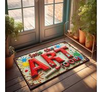 FZFN Bathroom Mat Corner Creative Splash: Exploring The Art Room's Vibrant World | Patio Decorations Outdoor Non-slip Non Slip Floor Carpet, Great For Student Kids Room Play Area(50X80CM)