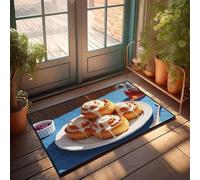 FZFN Bathroom Mats Door Funny Cinnamon Rolls With Icing On A Sunny Table | Backyard Accessories Super Absorbent Bath Non-slip Mom Mat(65X90CM)