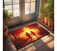 FZFN Bathroom Mats Indoor Front Door Non Slip Durable | A Couple Walks Hand In Hand On A Path Lined With Autumn Trees As The Sun Sets Door Funny Outdoor Memory Foam Bath For Inside(65X90CM)