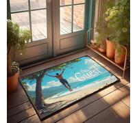 FZFN Bathroom Mats Relaxing On The Beach: The Guest's Escape, Summer Front Door Outdoor Large Memory Foam Bath Floor Mat For Dry Living Room Bedroom(50X80CM)