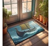 FZFN Bathroom Mats Spring Outdoor Decor Low Profile | Viking Ship Sailing Through Stormy Seas. Hand Woven Kitchen Washable(40X60CM)