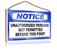 FZFN Bathroom Wall Wood Sign Notice Unauthorized Persons Not Permitted Beyond This Point Wooden Sign Outdoor Signs And Decor Bathroom Signs For Home(20X30CM)